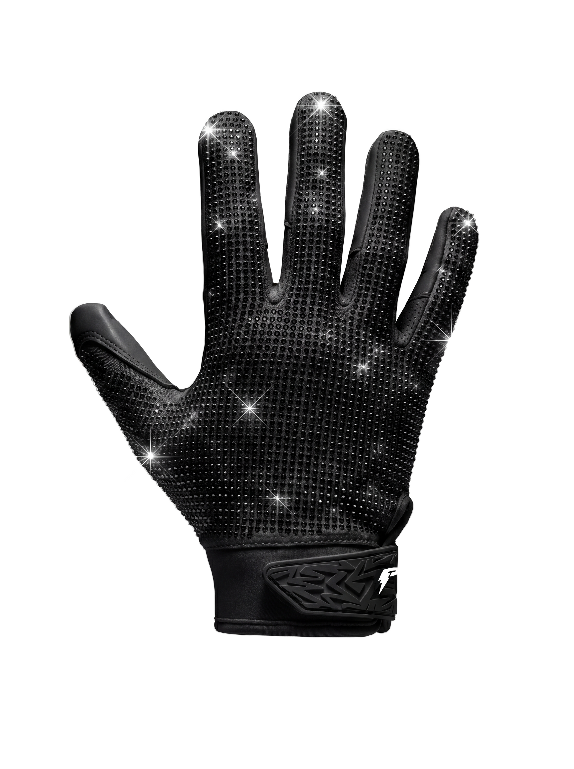 Black rhinestone glove on a white background