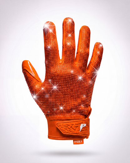 Orange PERX glove on a white background